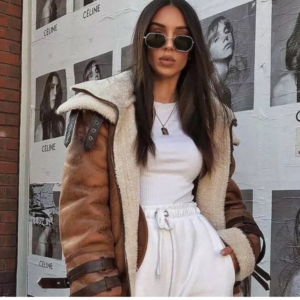 Zara double collar aviator jacket unisex M